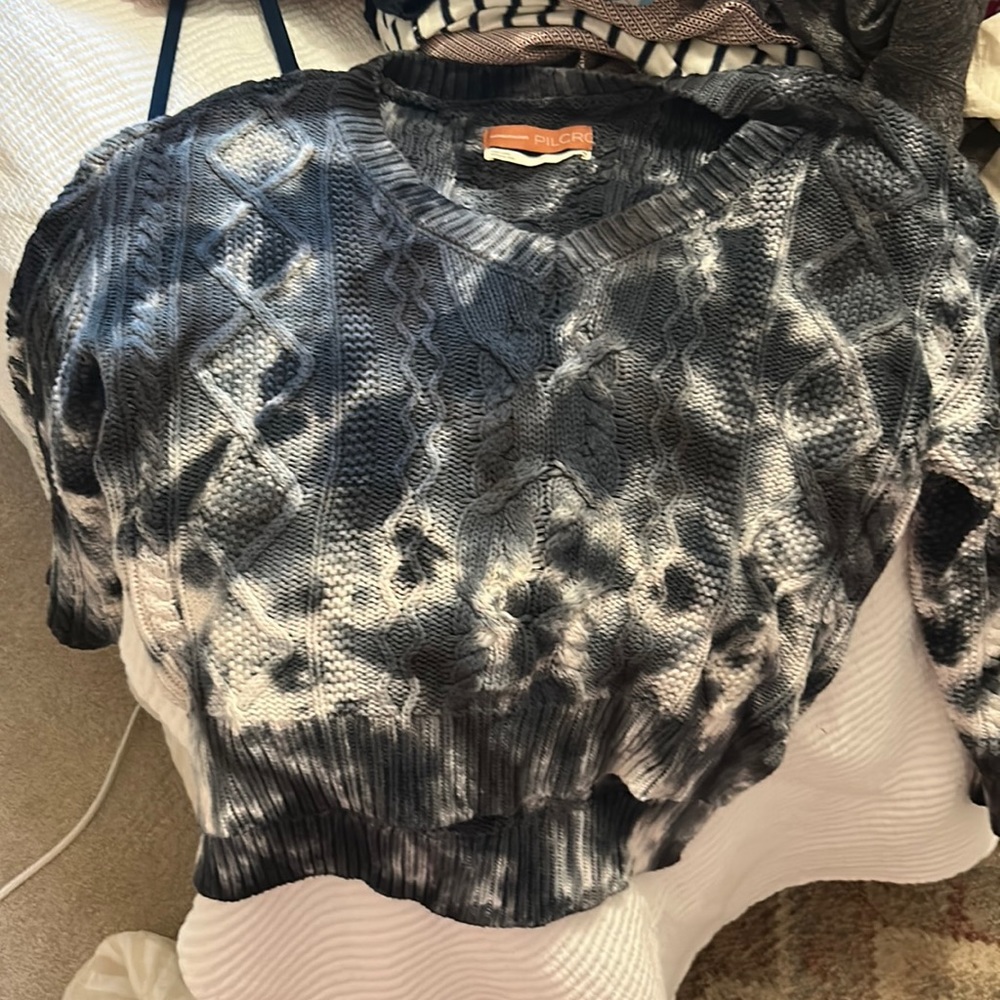 Pilcro v neck tie died sweater.  So comfy and only worn once.